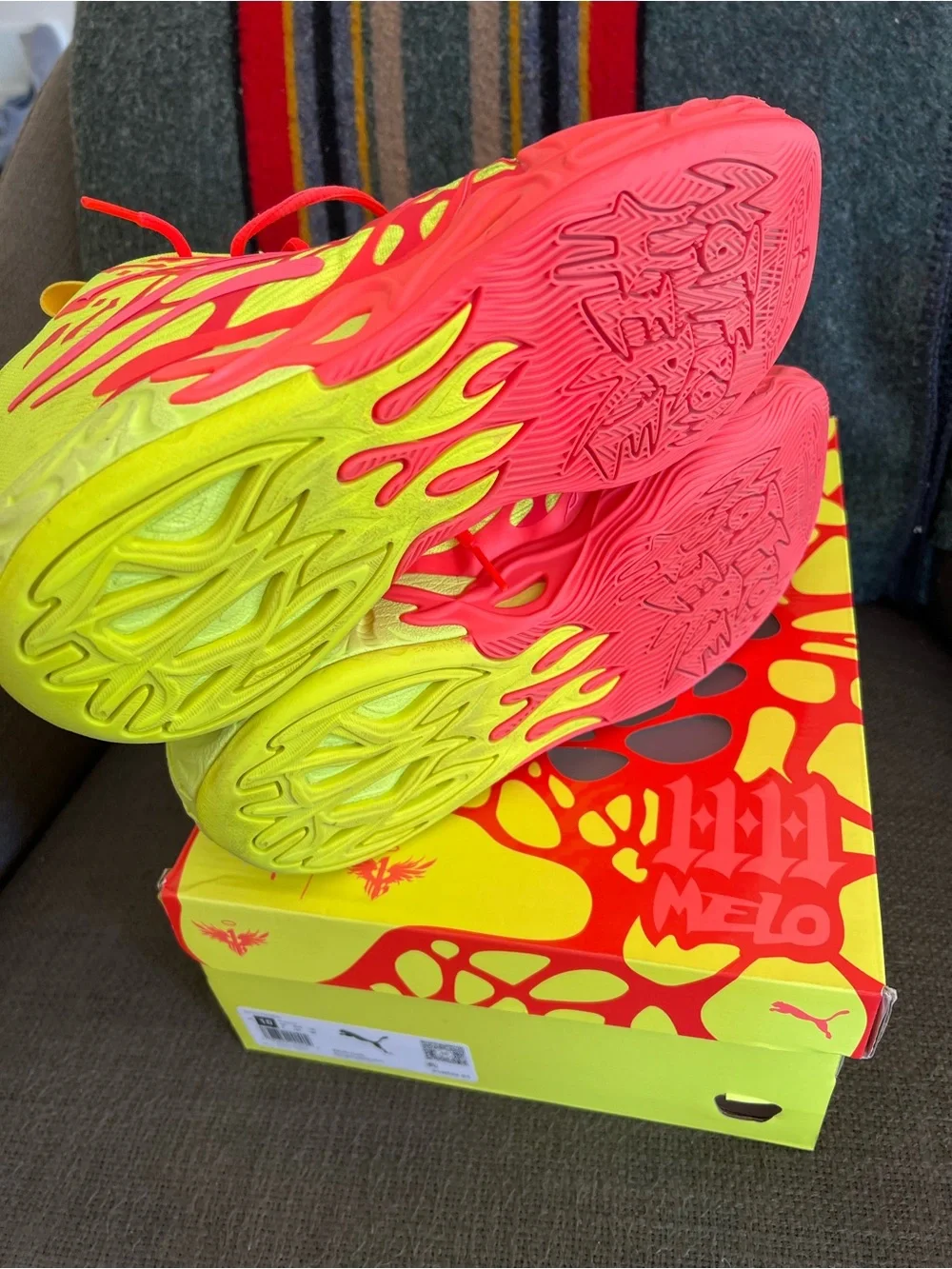 Puma Lamelo MB.04 1Love  pink alert yellow alert mens size 10